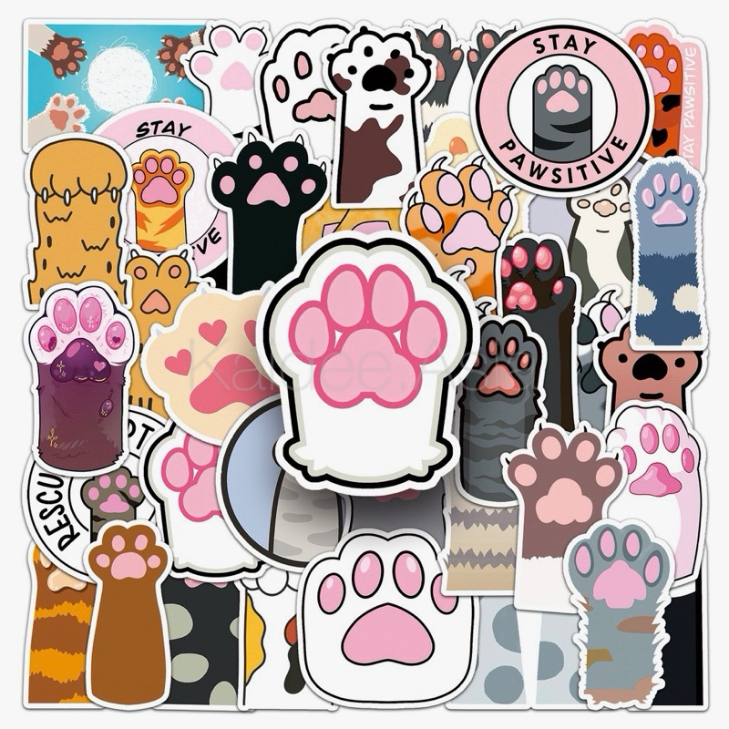 ขายดี Sticker S42 สติกเกอร์กันน้ำ ลายอุ้งเท้าแมวน่ารัก สำหรับตกแต่ง งาน DIY จำนวน 50 ชิ้น