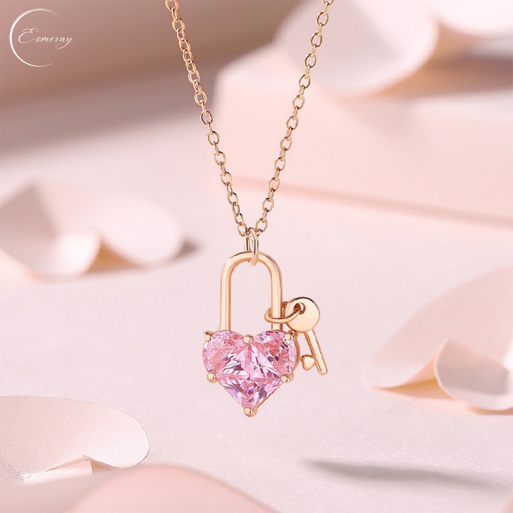 Lock Your Heart Necklace สร้อยเงินแท้ Esmeray กุญแจ หัวใจ สวย น่ารัก ของขวัญ