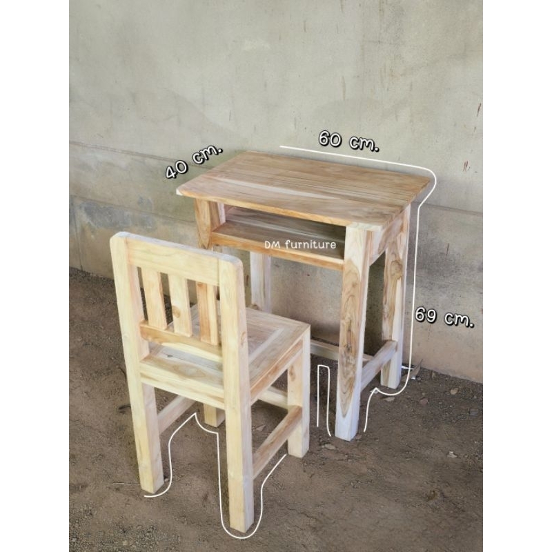 โต๊ะนักเรียนเด็ก โต๊ะไม้สักแท้ แข็งแรง ทนทาน - รูปที่ 6