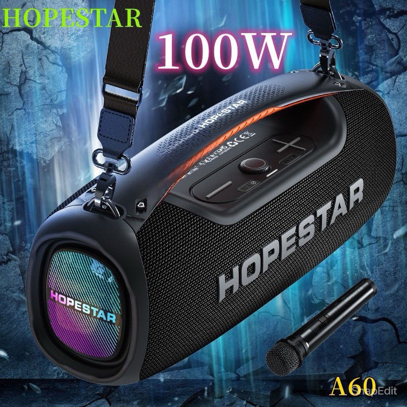 (100W) ของแท้100% ลำโพงบลูทูธ รุ่น HOPESTAR A60 ไซส์จัมโบ้ ตัวใหญ่มาก เบสหนัก เสียงดังกระหึ่ม ฟรีไมค