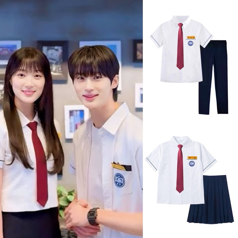 ชุดนักเรียนคล้ายซอนแจและอิมซลซีรี่ย์เกาหลีLovely Runner(ข้ามเวลามาเซฟเมน)  บยอนอูซอก(ByeonWooSeok) คิมฮเยยุน(KimHyeYoon)