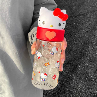 พร้อมส่ง🌈 ขวดน้ำ Hello Kitty กระบอกน้ำ ขวดใส คิตตี้ น่ารัก ใส่เครื่องดื่ม ใส่ของจุกจิก เลโก้ water bottle 71025