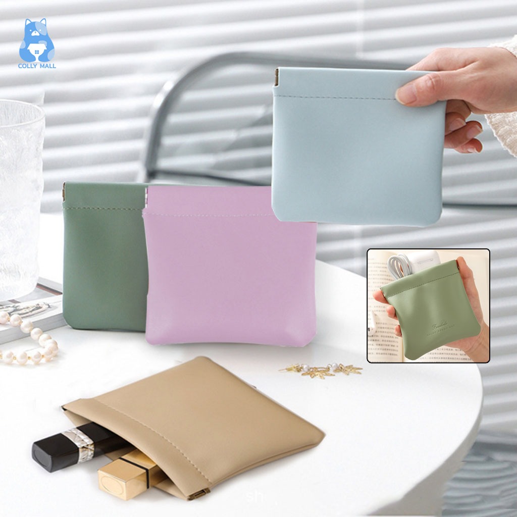 （1แถม1）กระเป๋าใส่เหรียญ PU กระเป๋าลิปสติก แบบพกพา เก็บเหรียญ สายเคเบิล USB  กุญแจ หูฟัง ลิปสติก อเนกประสงค์ มี 8 สี