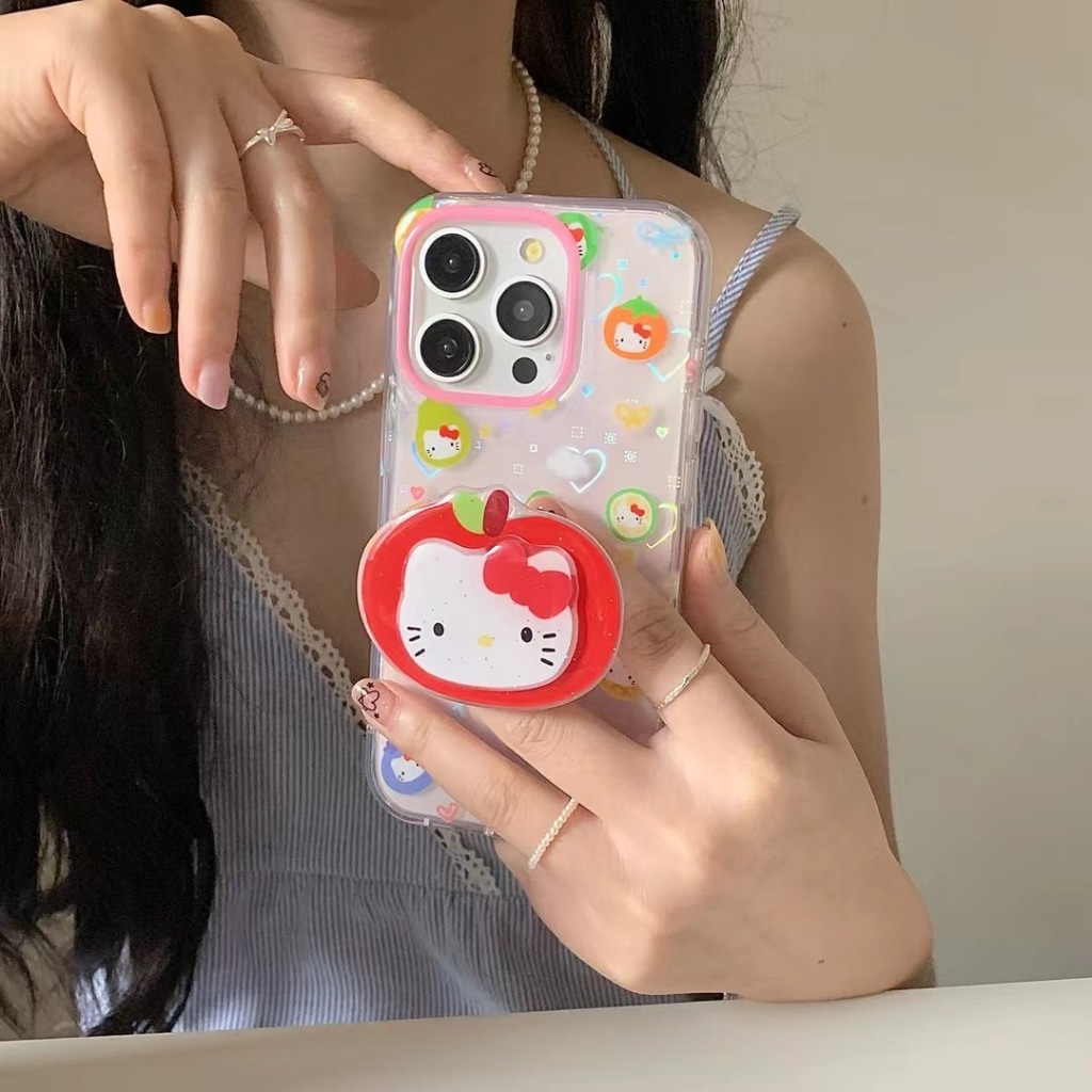 NEW เคสไอโฟน13 11 12 14 15 15Pro 15 Pro Max hello kitty โปร่งใส griptok กันน้ำ กันกระแทก แบบแข็ง iPhone Case