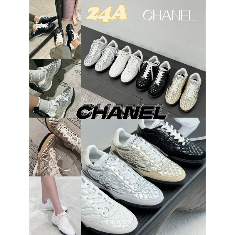 💯  รองเท้าผ้าใบลำลองสำหรับสุภาพสตรี CHANEL 24A ของแท้ใหม่