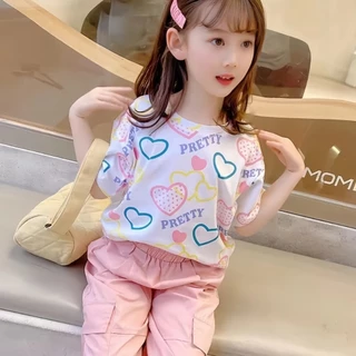 Beryl kids🌸เสื้อยืดแขนสั้นเด็กน่ารัก🎀พิมพ์ลายดอกไม้สวยๆ สไตล์เกาหลี ลําลองแฟชั่น รุ่นใหม่ ฤดูร้อน