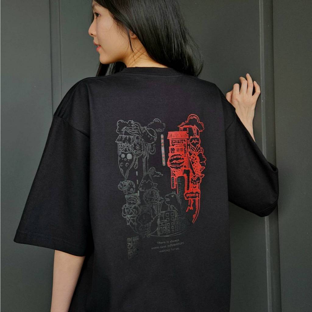 เสื้อยืดโอเวอร์ไซส์ Double Black U Road UC16