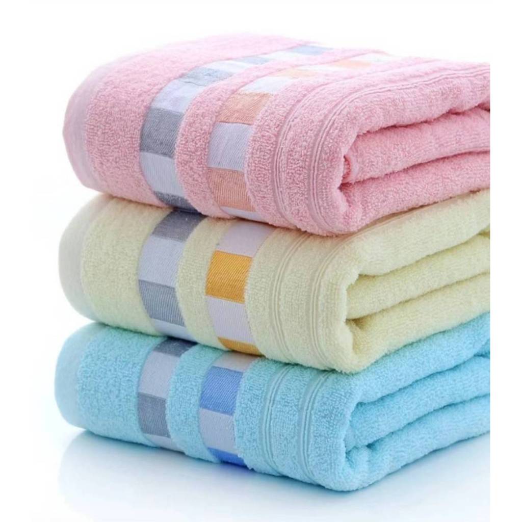 ผ้าเช็ดตัว เนื้อผ้าหนา COTTON 100% ซับน้ำได้ดี ขนาด 35*75 Cm 70*140 Cm มี 3 สีให้เลือก