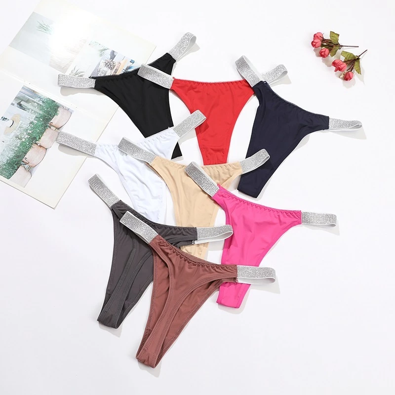 A-129 กางเกงในขอบเพชร สีพื้น จีสตริง ดูเซ็กซี่มาก ต้องมีติดตู้ พร้อมส่ง