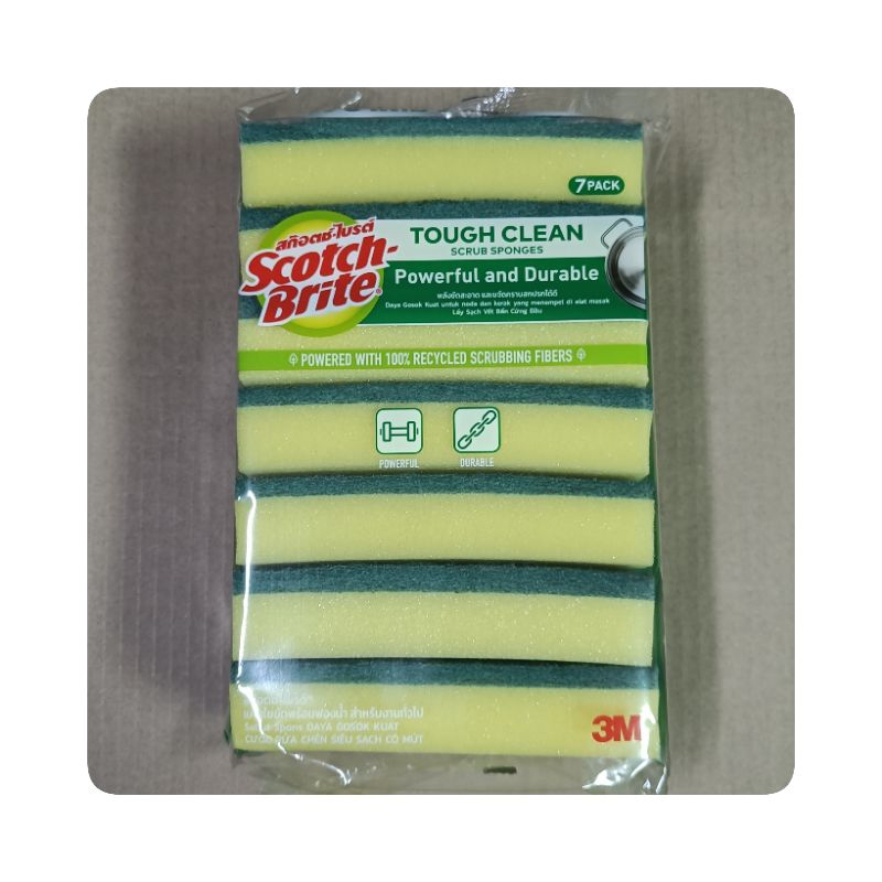 Scotch Brite สก๊อตช์ไบรต์ สก็อตไบรท แผ่นใยขัดมีฟองน้ำ แผ่นใยขัด ขนาด 3.5*6 นิ้ว 1 แพค*6+1 ชิ้น