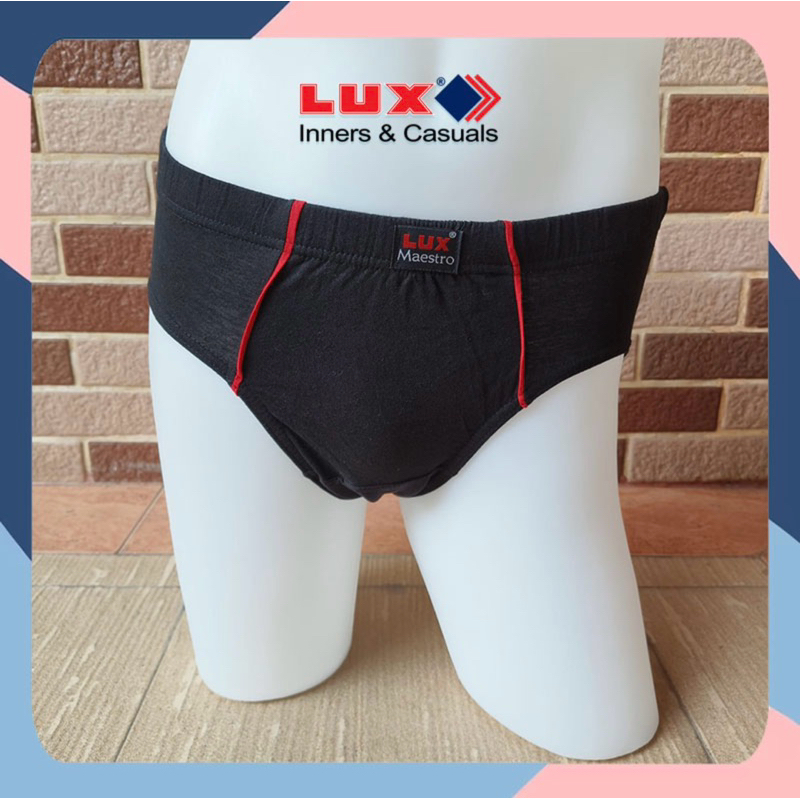 กางเกงในชาย LUX MAESTRO(แบบเอวหุ้ม สีดำล้วน,)กางเกงในแบรนด์แท้100% สวมใส่สบาย ใน1กล่องมี3ตัว