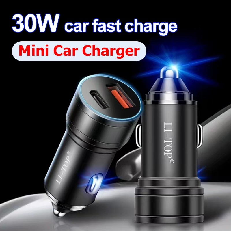 ที่ชาร์จในรถ Car Fast Charger 30W USB Type-C Mini ชาร์จเร็ว สําหรับ iP Huawei Samsung Xiaomi
