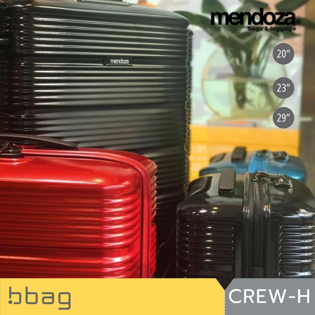 MENDOZA กระเป๋าเดินทาง 20/23/29 นิ้ว รุ่น Crew-H วัสดุ PC น้ำหนักเบา ซิปคู่ TSA ลายเส้นโดดเด่น