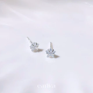 earika.earrings - diamond star stud ต่างหูเพชรเม็ดเดี่ยวรูปดาวก้านเงินชุบทองคำขาว (มีให้เลือก 3 ขนาด) ผิวแพ้ง่ายใส่ได้