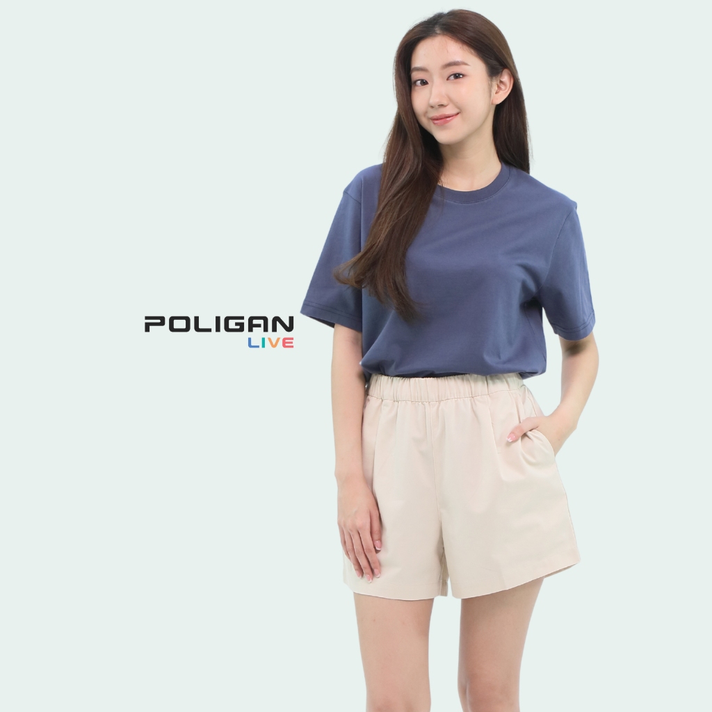 POLIGAN LIVE กางเกงขาสั้นหญิง เอวยางยืดมีสายปรับด้านใน มีกระเป๋าข้าง PLB002 — صورة 4