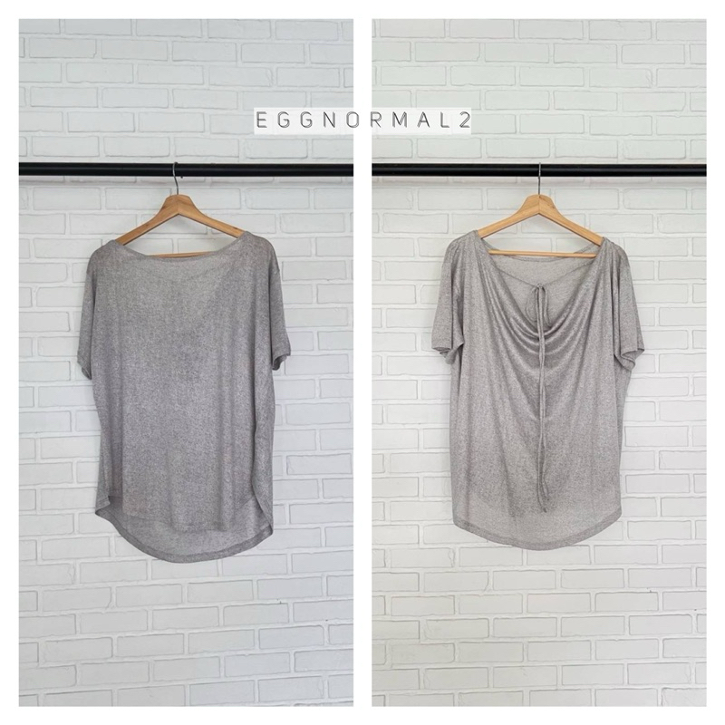 TOPSHOP ❤️ T216   เสื้อยืดคอปาดหลังถ่วงแขนสั้น ผ้าสล๊าฟนำเข้า - รูปที่ 4