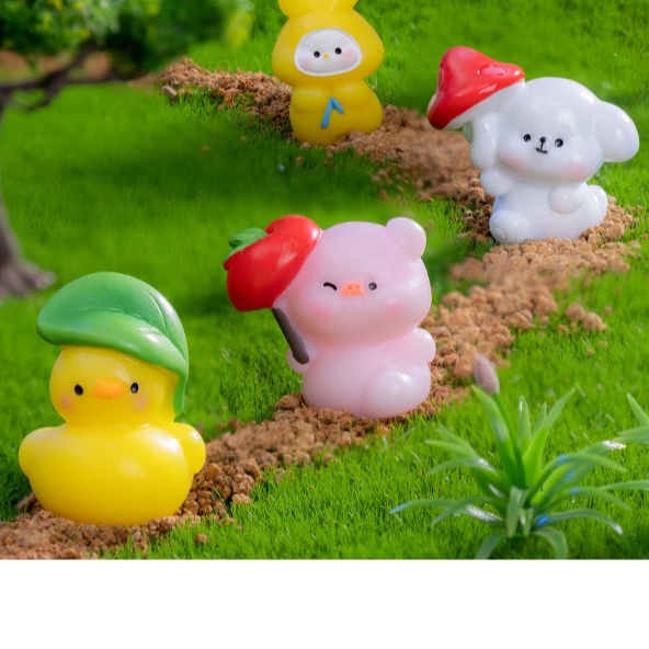 ผองเพื่อนกับฤดูฝน (ราคา/1ชิ้น)  ตุ๊กตาแต่งสวน จัดสวนถาด ไม้ดัด โมเดล ตกแต่งบ้าน ของสะสม พร็อพถ่ายรูป - รูปที่ 2