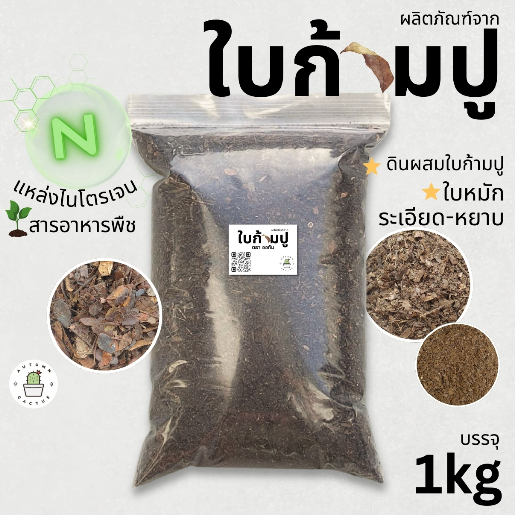 ใบก้ามปูหมัก ดินใบก้ามปู ร่อนละเอียด ร่อนหยาบ ใบ ธาตุอาหารไนโตรเจนสูง ขนาด 1กิโลกรัม