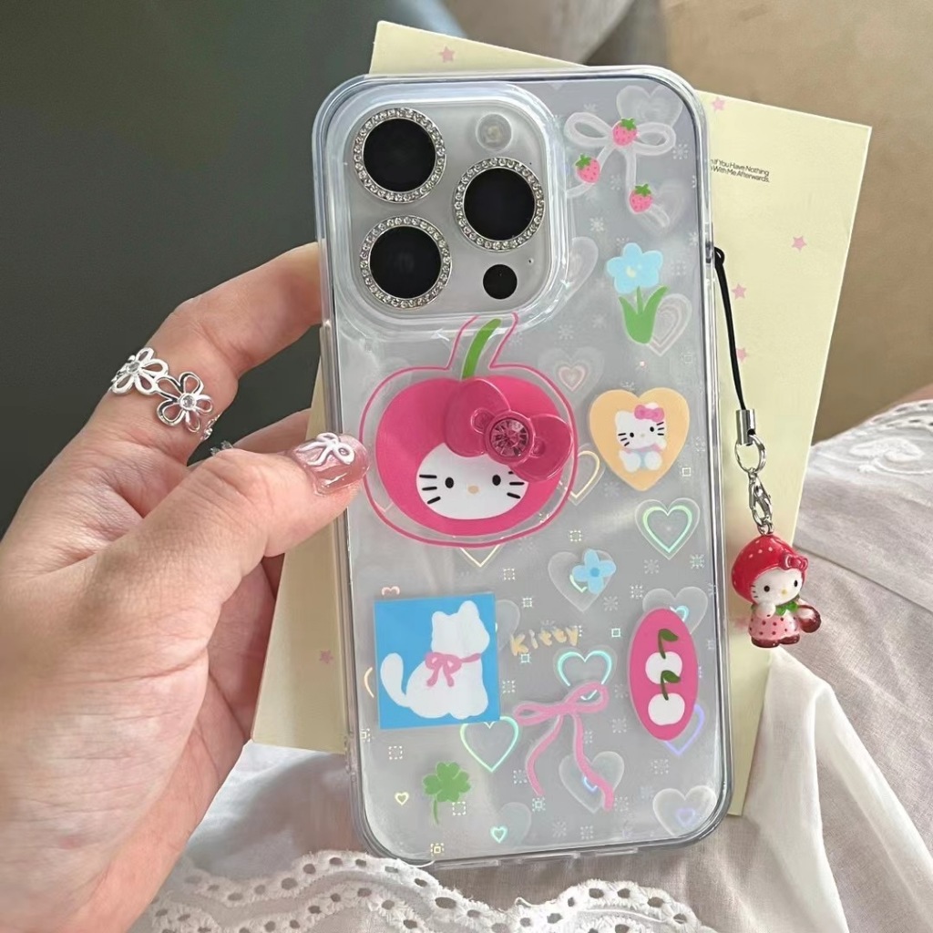 ส่งจากไทยใน24ชม. เคสไอโฟน 15 14 13 12 11 Pro Max เคส for iPhone 15 เลเซอร์ รูปหัวใจ พกง่ายๆ การป้องกันการตก Case