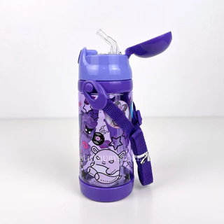 PC กระติกน้ำเด็ก 450ml. หลอดเด้ง มีสายสะพาย ลายการ์ตูน ขวดน้ำเด็กพกพา