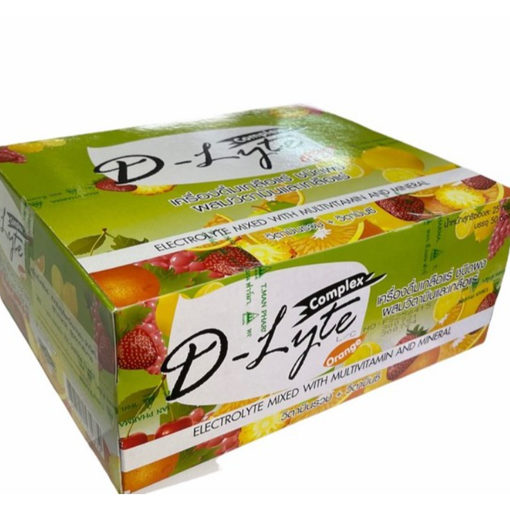 D-Lyte Complex เครื่องดื่มเกลือแร่ ชนิดผง สำหรับ นักกีฬา ผู้ที่ออกกำลังกาย เหนื่อย เพลีย จำนวน 1 กล่