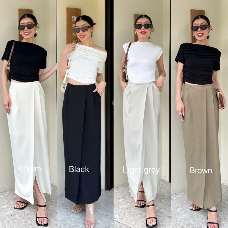 Pencil Skirt Front Split #7701 x2 กระโปรงทรงสอบ กระโปรงยาว ทำงาน ไปงาน