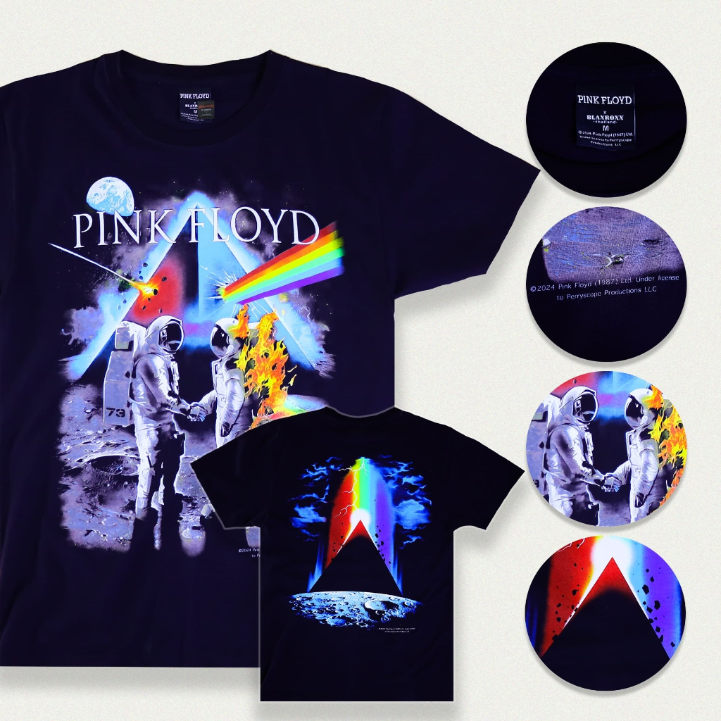 BLAXROXX | PINK FLOYD DARK SIDE OF THE MOON | [PF0008] | เสื้อยืดคอกลม แขนสั้น | สกรีนลายคมชัด ไม่หลุดลอก | Cotton100%