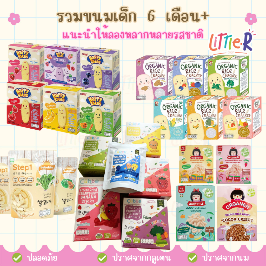 ❤️ (ตัดรอบ 4 โมง) รวมขนมเด็ก วัย 6 เดือน+ ขนมข้าวอบ ขนมสำหรับเด็ก Apple Monkey Bebekim Cubbe Organeh