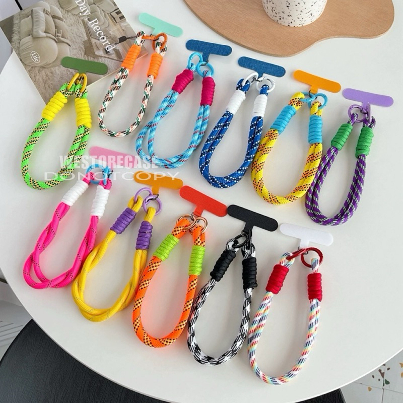 สายคล้องเคสมือถือสีคัลเลอร์ฟู พร้อมแผ่นรองแบสี สายพวงกุญแจสีสดใส