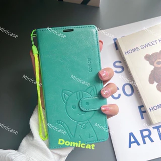 เคส ล็อคได้ สำหรับ vivo y31 y21D Y28 y39 y29 y29S y04 Y04S Y19 y200 y19S ฝาพับหนัง เสียบบัตร แถมสาย Domicat