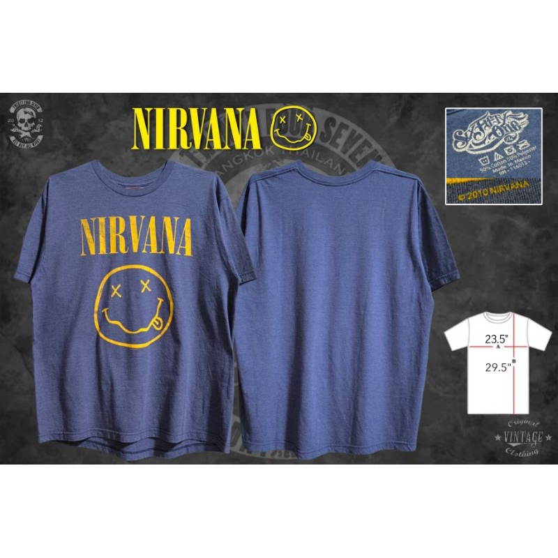 เสื้อวงแท้ Nirvana​ Smiley​ Blue 2010 T-Shirt