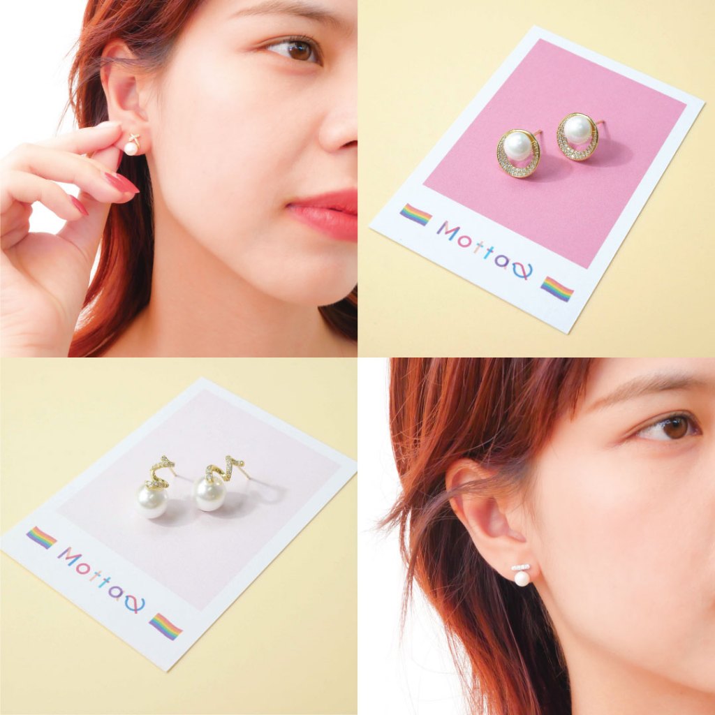 Motta Earring ต่างหูติดหูชุบทองคำขาว ดีไซน์แต่งไข่มุกและเพชร CZ