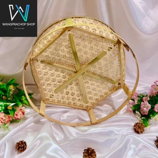 ขันโตกลาดอกพิกุล งานฝีมือ (Handmade) ขันโตก ขันโตกใส่อาหาร โตกกระด้ง ขันโตกใส่อาหาร ชั้นวางไม้ไผ่ ไม้ไผ่แท้ 100%
