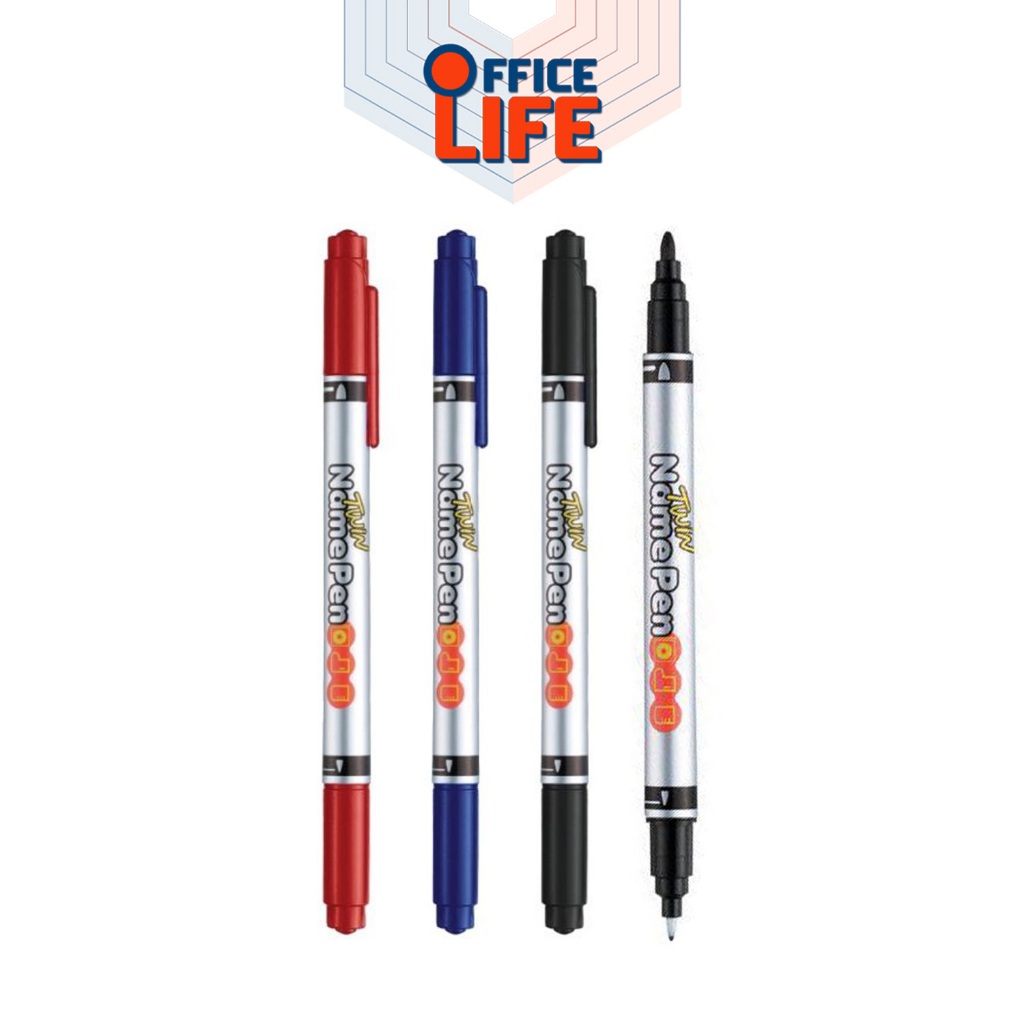 Monami (โมนามิ) ปากกามาร์คเกอร์ เขียนซีดี CD ซองไปรษณีย์ โลหะ แก้ว 2หัว twin name pen (1 ด้าม)