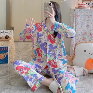 💥มาใหม่พร้อมส่ง💥 ชุดนอนเซต ชุดนอนผู้ใหญ่ แขนยาว+ขายาว ผ้าคอตตอน ลายน่ารักๆ มีให้เลือกหลายลาย อก42 ฟรีไซส์ CC2