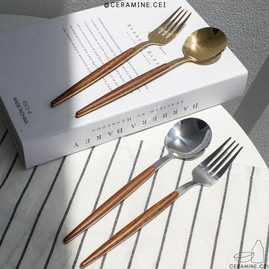 พร้อมส่ง ช้อนส้อมเกาหลีลายไม้ สแตนเลส ช้อนเกาหลี ส้อมเกาหลี ชุดช้อนส้อม มีดสเต็ก ช้อนส้อม สแตนเลสแท้