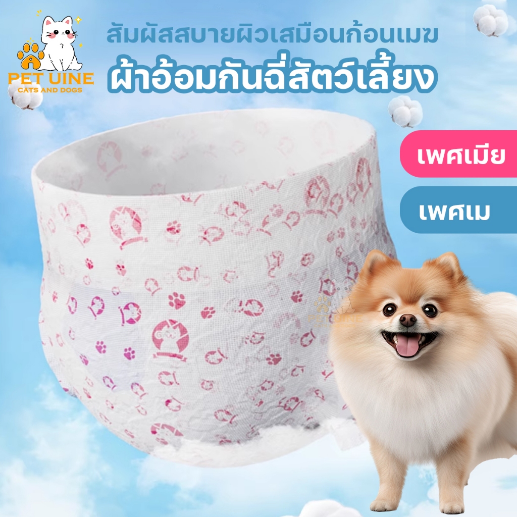 "PET UINE-B24 ผ้าอ้อมสุนัข แบบใช้แล้วทิ้ง ชายและหญิง 1ถุง10 ชิ้น มี5ขนาด Diapers ผ้าอ้อมสุนัข ผ้าอ้อมกันฉี่สัตว์เลี้ยง