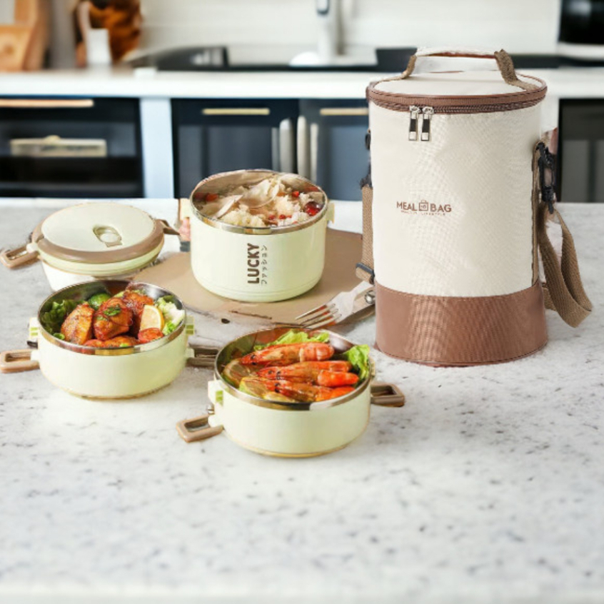 กระเป๋าใส่ปิ่นโต กล่องข้าว เก็บอุณหภูมิ ร้อน-เย็น ได้นาน มีซิปสายสะพายได้ พกพาสะดวก
