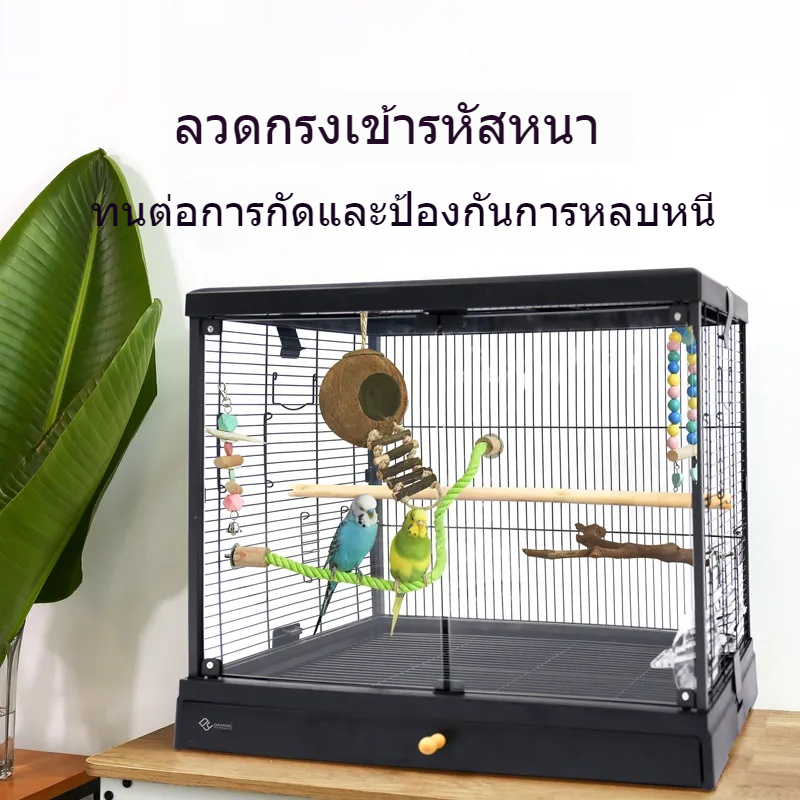♞,♘,♙Dayang BIRD CAGE กรงประดับสูงโปร่งใส Panoramic Glass Villa ในครัวเรือน Parrot CAGE อุปกรณ์เสริ