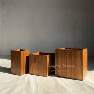 กล่องไม้สัก กล่องเก็บของ กล่องเก็บปากกา ดินสอ (ไม้สักเก่า มี…