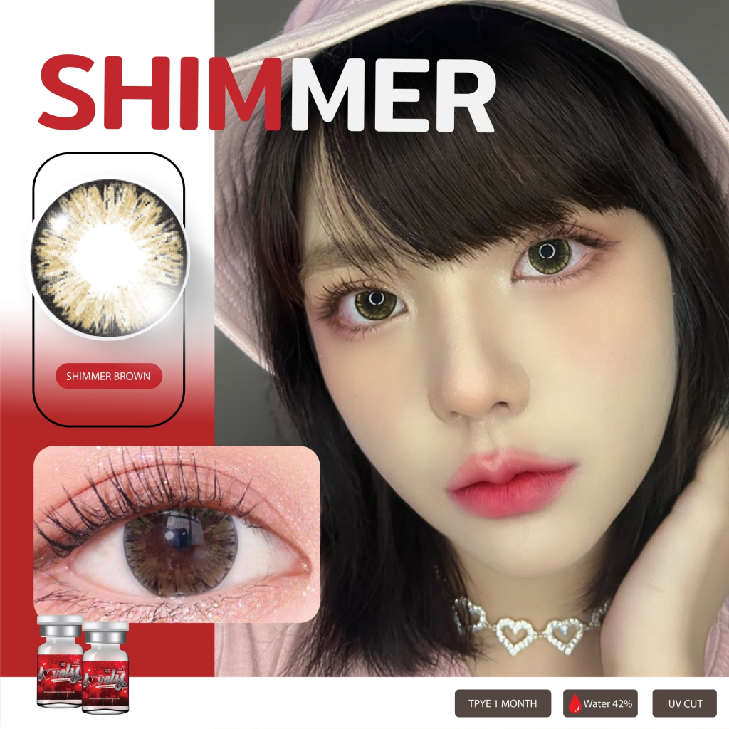 คอนแทคเลนส์ ลายเกร็ดน้ำแข็ง ขนาดบิ๊กอาย✨ Shimmer (Lovelylens) Brown / Gray / Black