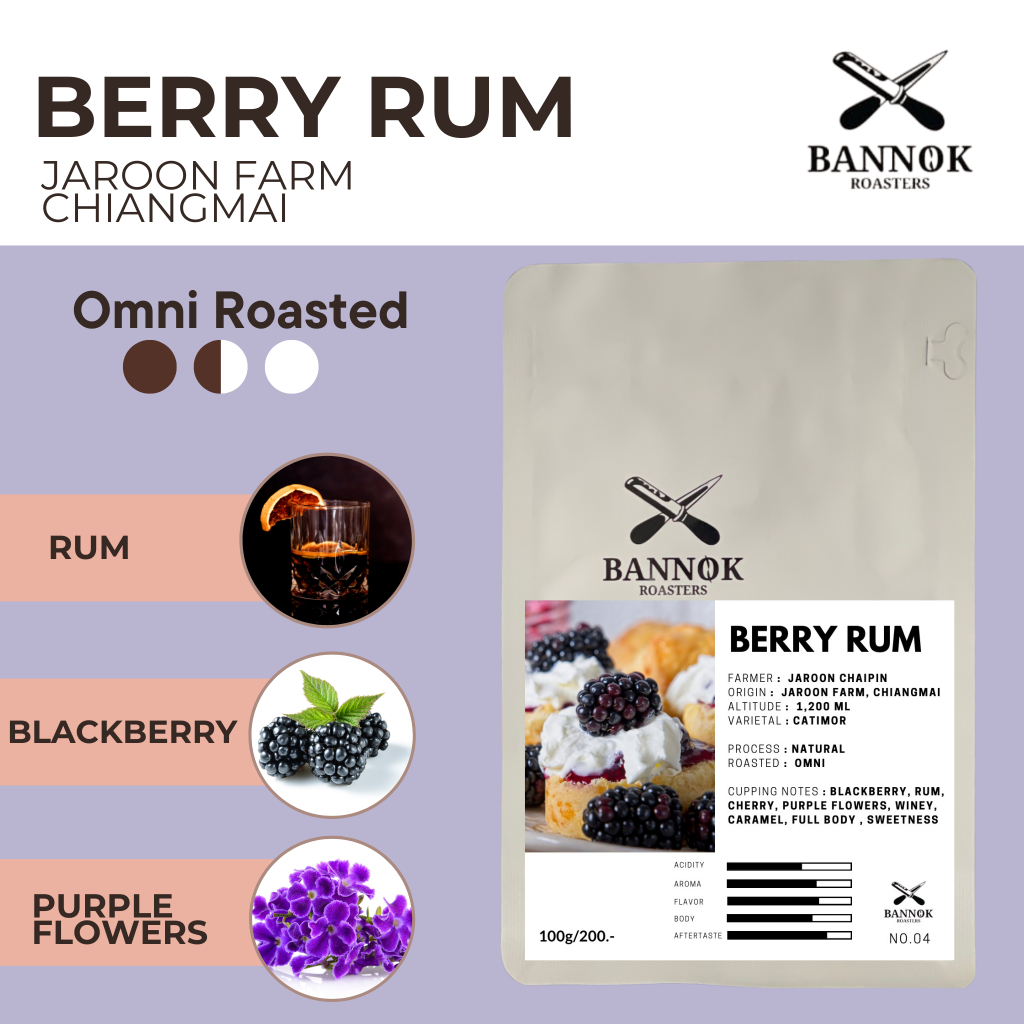 เมล็ดกาแฟคั่ว Berry Rum 100g -Natural Process- Bannok Coffee Roaster