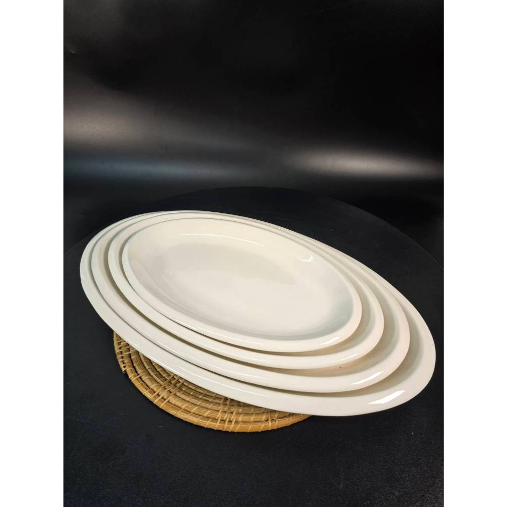 จานเปล ลึก เซรามิคสีขาว ขนาด 12,14,16 นิ้ว เนื้อหนา ราคาขึ้นห้าง