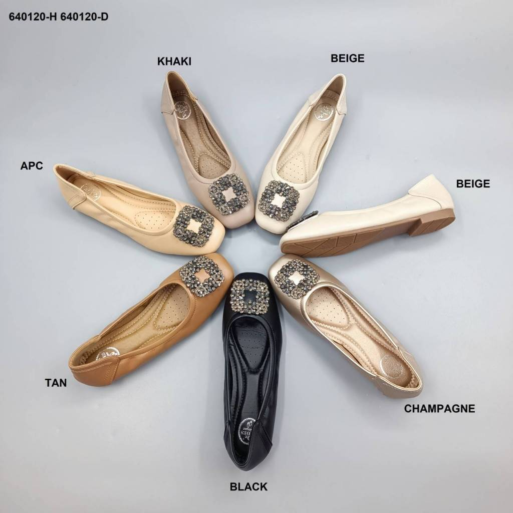 640120รองเท้าหัวตัด De Shoes แต่งคริสตัลขับผิวเท้า หนังพียูนิ่ม พื้นด้านในนุ่ม เอาอยู่ทุกงาน ไซด์ปกติ เท้าอวบกว้าง+1ไซด์