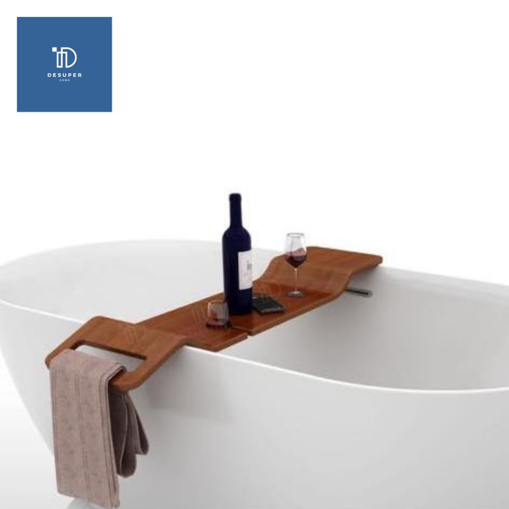 ถาดไม้แข็ง 3 ชั้น ถาดไม้พาดนอ่างอาบน้ำ เคลือบเงา ดีไซน์ เรียบหรู แบบเมติเตอร์เรเนี่ยน