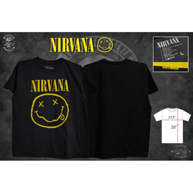 เสื้อวงแท้ Nirvana​ Smiley​ 2019 T-Shirt