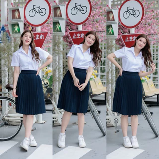 กระโปรงพลีทนักศึกษา กระโปรงพลีทสีกรม จีบเล็ก ความยาว 20-28” เอวfree size / XL