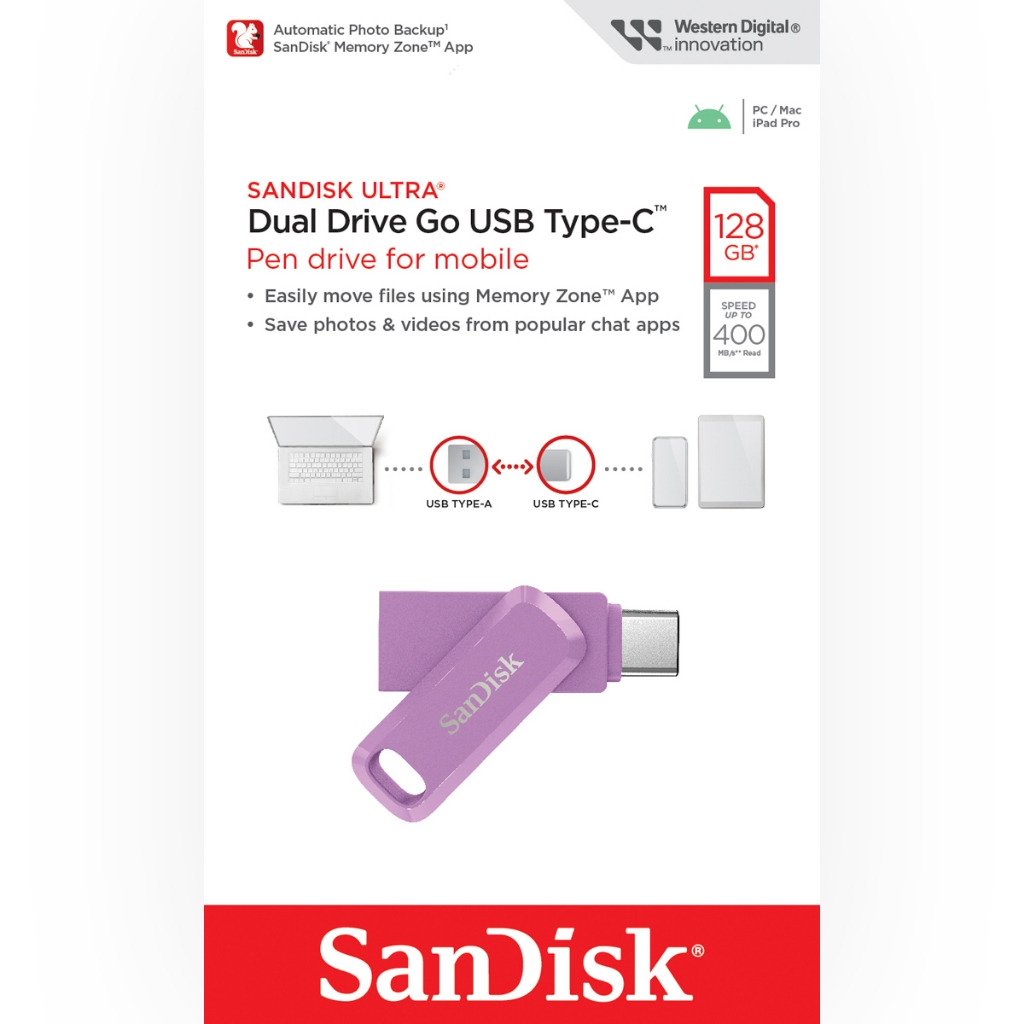 SanDisk Ultra Dual Drive Go USB 3.2 Gen1 Flash Drive Type-C (SDDDC3) 32GB 64GB 128GB 256GB ประกัน5ปี - ภาพย่อย 5