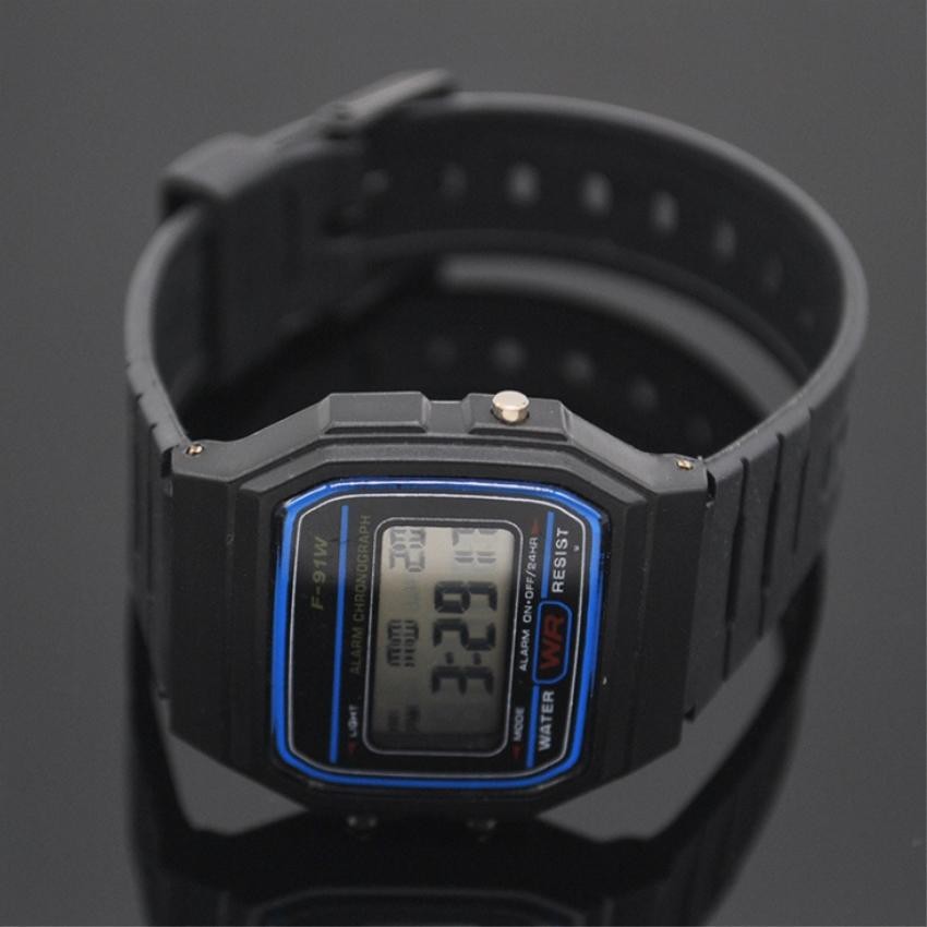 นาฬิกา แฟชั่น A1 ข้อมือผู้ชาย สายเรซิ่น รุ่น F-91W-Black