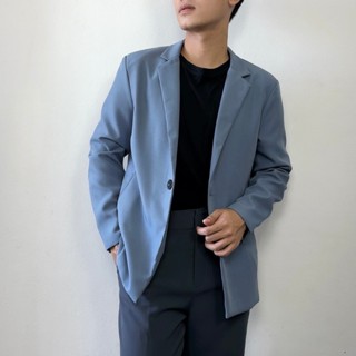 Blazer เบลเซอร์ผู้ชาย (สีฟ้า) สไตล์มินิมอล ชุดออกงาน